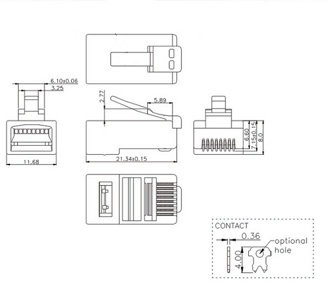 Drawing cat5e utp rj45 plug,rj45 connector 