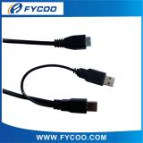 Y type USB cable, USB AM to AM +USB MICRO 5PIN cable
